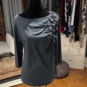 Worthington Charcoal Women's Blouse with Shoulder Detail